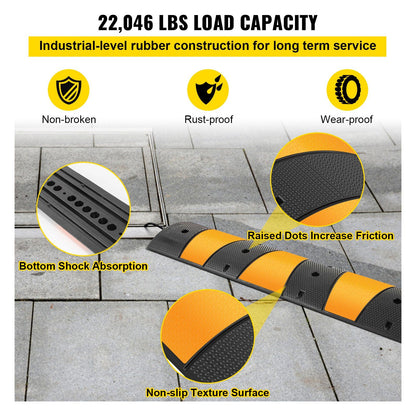 2pcs 6 Feet Rubber Driveway Modular Heavy Duty Speed 185 x 31 x 5.5 cm Cable Protector Ramp for Garage Gravel V952-GXB2G6FTZHHXJJSD1V0