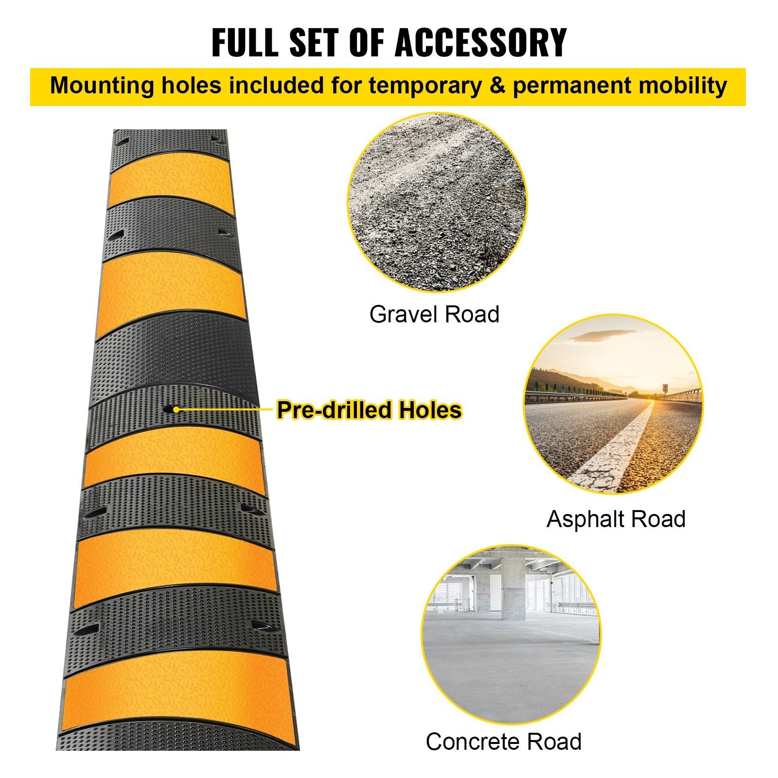 2pcs 6 Feet Rubber Driveway Modular Heavy Duty Speed 185 x 31 x 5.5 cm Cable Protector Ramp for Garage Gravel V952-GXB2G6FTZHHXJJSD1V0