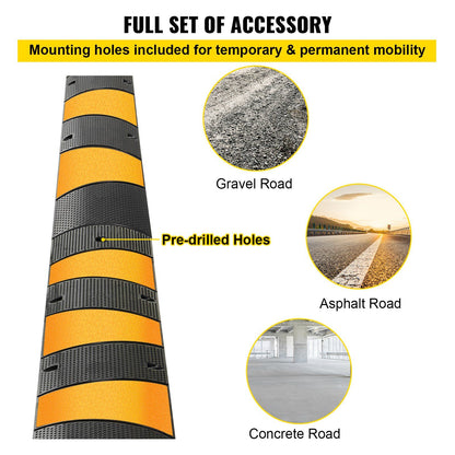 2pcs 6 Feet Rubber Driveway Modular Heavy Duty Speed 185 x 31 x 5.5 cm Cable Protector Ramp for Garage Gravel V952-GXB2G6FTZHHXJJSD1V0