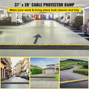 Rubber Cable Guard, 3-Channel, 2 x 2.3 in - Durable Cord Protection Ramp for Driveways, 6600 lbs Capacity V952-GXB900X580X75-3PCV0