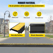 Rubber Cable Guard, 3-Channel, 2 x 2.3 in - Durable Cord Protection Ramp for Driveways, 6600 lbs Capacity V952-GXB900X580X75-3PCV0