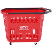 Shopping Baskets, 6PCS, 39L Shopping Carts with Handles, Plastic Rolling Shopping Basket with Wheels, Large V952-GXLGSGWLGXLG01IDOV0
