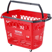Shopping Baskets, 6PCS, 39L Shopping Carts with Handles, Plastic Rolling Shopping Basket with Wheels, Large V952-GXLGSGWLGXLG01IDOV0