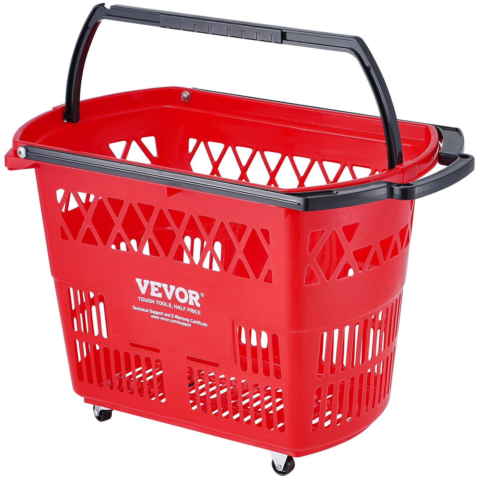 Shopping Baskets, 6PCS, 39L Shopping Carts with Handles, Plastic Rolling Shopping Basket with Wheels, Large V952-GXLGSGWLGXLG01IDOV0