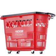 Shopping Baskets, 6PCS, 39L Shopping Carts with Handles, Plastic Rolling Shopping Basket with Wheels, Large V952-GXLGSGWLGXLG01IDOV0