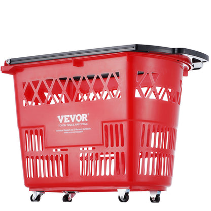 Shopping Baskets, 6PCS, 39L Shopping Carts with Handles, Plastic Rolling Shopping Basket with Wheels, Large V952-GXLGSGWLGXLG01IDOV0