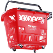 Shopping Baskets, 6PCS, 39L Shopping Carts with Handles, Plastic Rolling Shopping Basket with Wheels, Large V952-GXLGSGWLGXLG01IDOV0