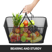 Shopping Baskets with Handles, 12PCS, Black Metal Shopping Basket, Portable Wire Shopping Basket, Black Wire V952-GXSBSJSGWLGXVOLJBV0