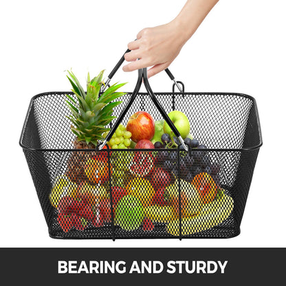 Shopping Baskets with Handles, 12PCS, Black Metal Shopping Basket, Portable Wire Shopping Basket, Black Wire V952-GXSBSJSGWLGXVOLJBV0