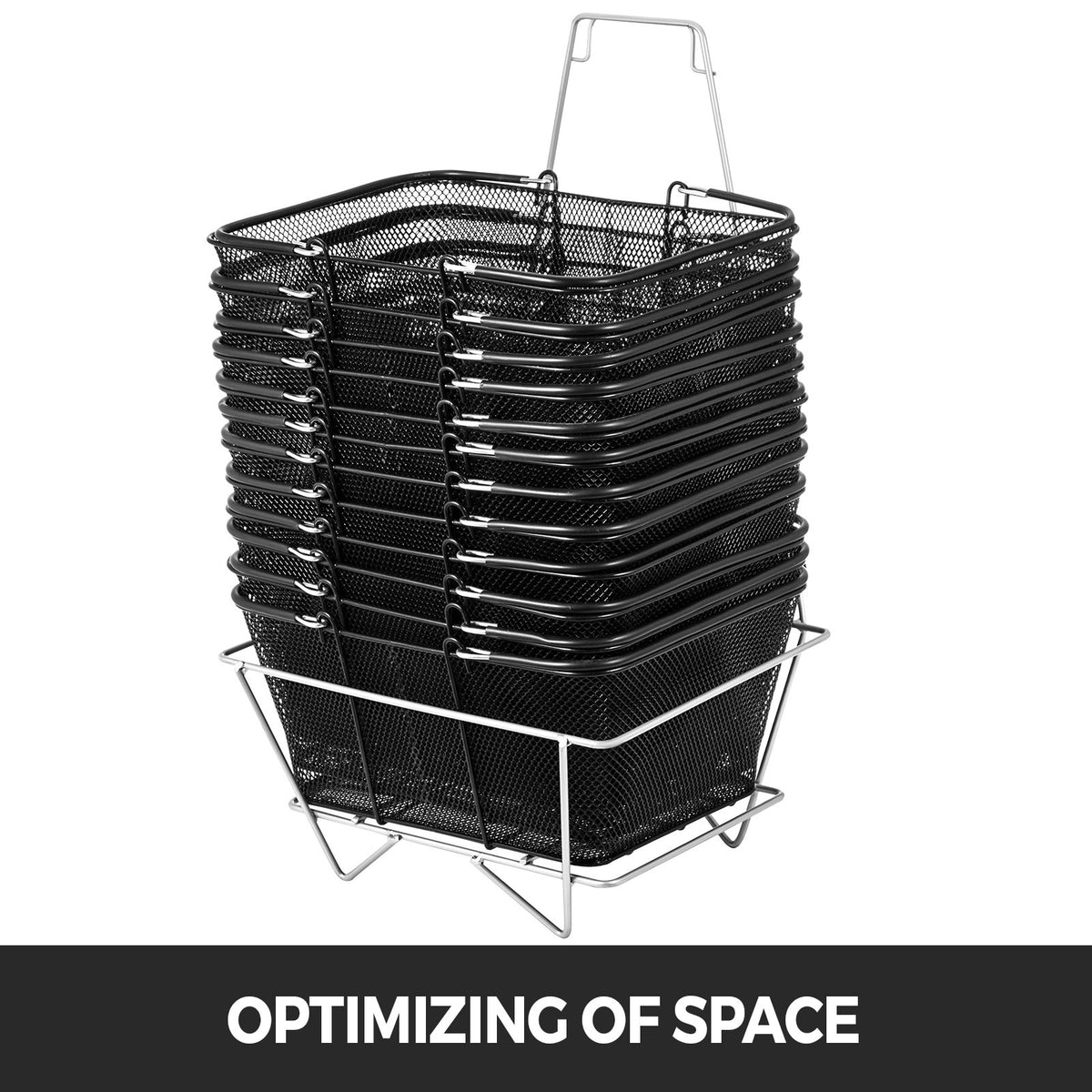 Shopping Baskets with Handles, 12PCS, Black Metal Shopping Basket, Portable Wire Shopping Basket, Black Wire V952-GXSBSJSGWLGXVOLJBV0