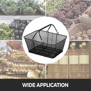 Shopping Baskets with Handles, 12PCS, Black Metal Shopping Basket, Portable Wire Shopping Basket, Black Wire V952-GXSBSJSGWLGXVOLJBV0
