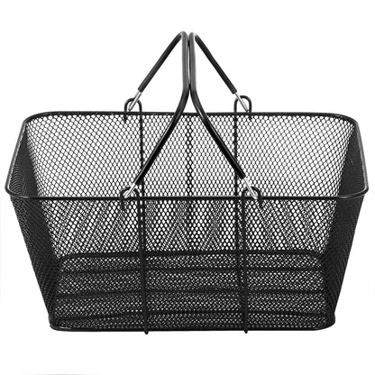Shopping Baskets with Handles, 12PCS, Black Metal Shopping Basket, Portable Wire Shopping Basket, Black Wire V952-GXSBSJSGWLGXVOLJBV0