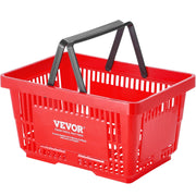 Shopping Basket, Set of 12, 24L Durable Plastic Grocery Basket with Handle and Stand, 425 x 295 x 225 mm V952-GXSBSSLGWLHS08MIEV0