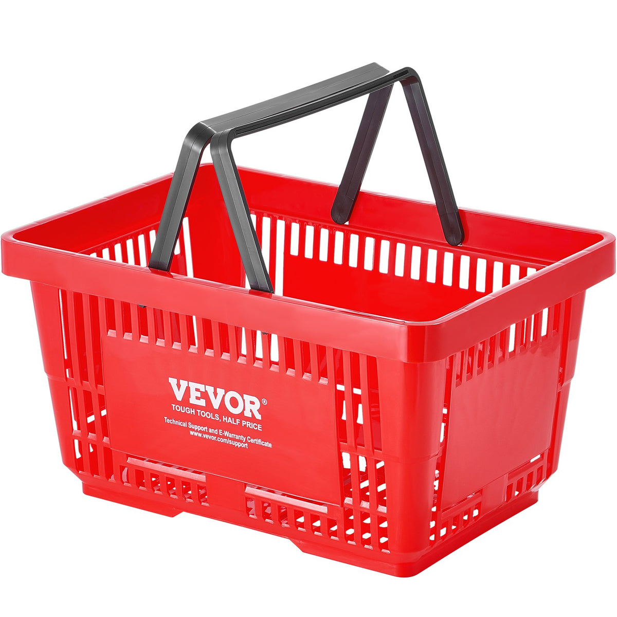 Shopping Basket, Set of 12, 24L Durable Plastic Grocery Basket with Handle and Stand, 425 x 295 x 225 mm V952-GXSBSSLGWLHS08MIEV0