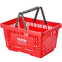 Shopping Basket, Set of 12, 24L Durable Plastic Grocery Basket with Handle and Stand, 425 x 295 x 225 mm V952-GXSBSSLGWLHS08MIEV0