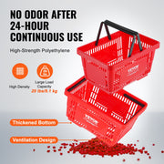 Shopping Basket, Set of 12, 24L Durable Plastic Grocery Basket with Handle and Stand, 425 x 295 x 225 mm V952-GXSBSSLGWLHS08MIEV0