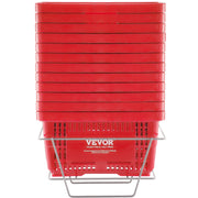 Shopping Basket, Set of 12, 24L Durable Plastic Grocery Basket with Handle and Stand, 425 x 295 x 225 mm V952-GXSBSSLGWLHS08MIEV0