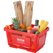 Shopping Basket, Set of 12, 24L Durable Plastic Grocery Basket with Handle and Stand, 425 x 295 x 225 mm V952-GXSBSSLGWLHS08MIEV0