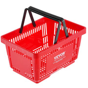 Shopping Basket, Set of 12, 24L Durable Plastic Grocery Basket with Handle and Stand, 425 x 295 x 225 mm V952-GXSBSSLGWLHS08MIEV0