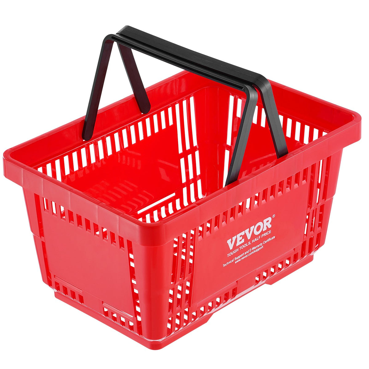 Shopping Basket, Set of 12, 24L Durable Plastic Grocery Basket with Handle and Stand, 425 x 295 x 225 mm V952-GXSBSSLGWLHS08MIEV0