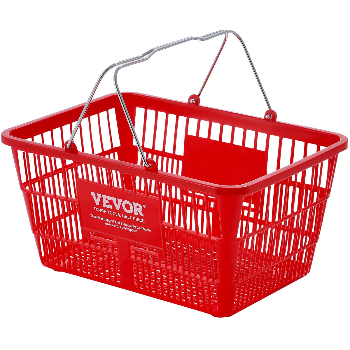 Shopping Basket, Set of 12, 21L Durable Plastic Grocery Basket with Metal Handle and Stand, 425 x 305 x 218 V952-GXSBSSLGWLHS3TB5BV0