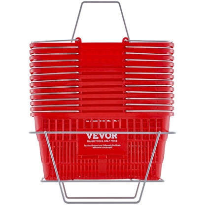 Shopping Basket, Set of 12, 21L Durable Plastic Grocery Basket with Metal Handle and Stand, 425 x 305 x 218 V952-GXSBSSLGWLHS3TB5BV0