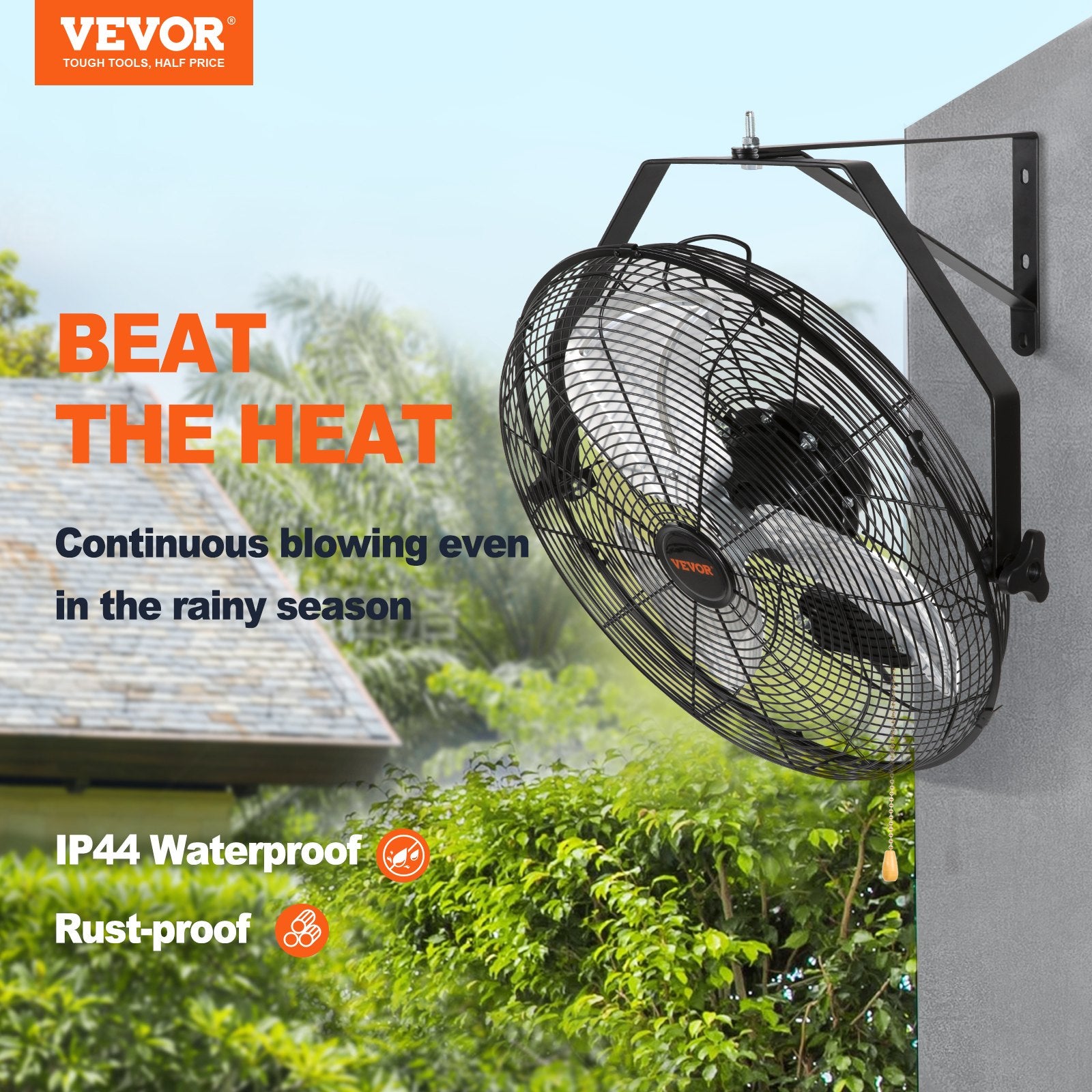Industrial Wall Mount Fan Waterproof Metal Fan 17.6'' 3 Speed Airflow V952-GYBGSFS18INCH2HS2V3