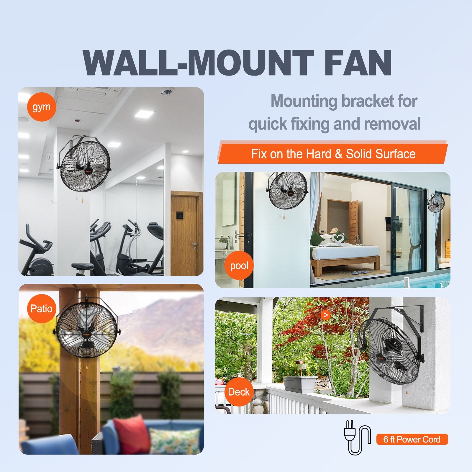 Industrial Wall Mount Fan Waterproof Metal Fan 17.6'' 3 Speed Airflow V952-GYBGSFS18INCH2HS2V3