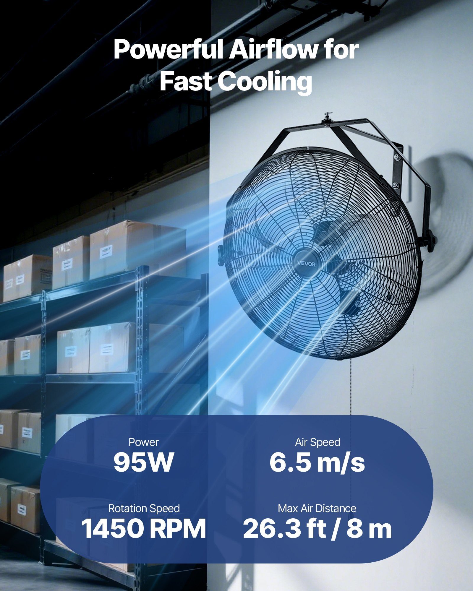 615mm Industrial Wall Mount Fan 3 Speed 4650 CFM for Garage Greenhouse V952-GYBGSFS1JT20T4EE6001V3
