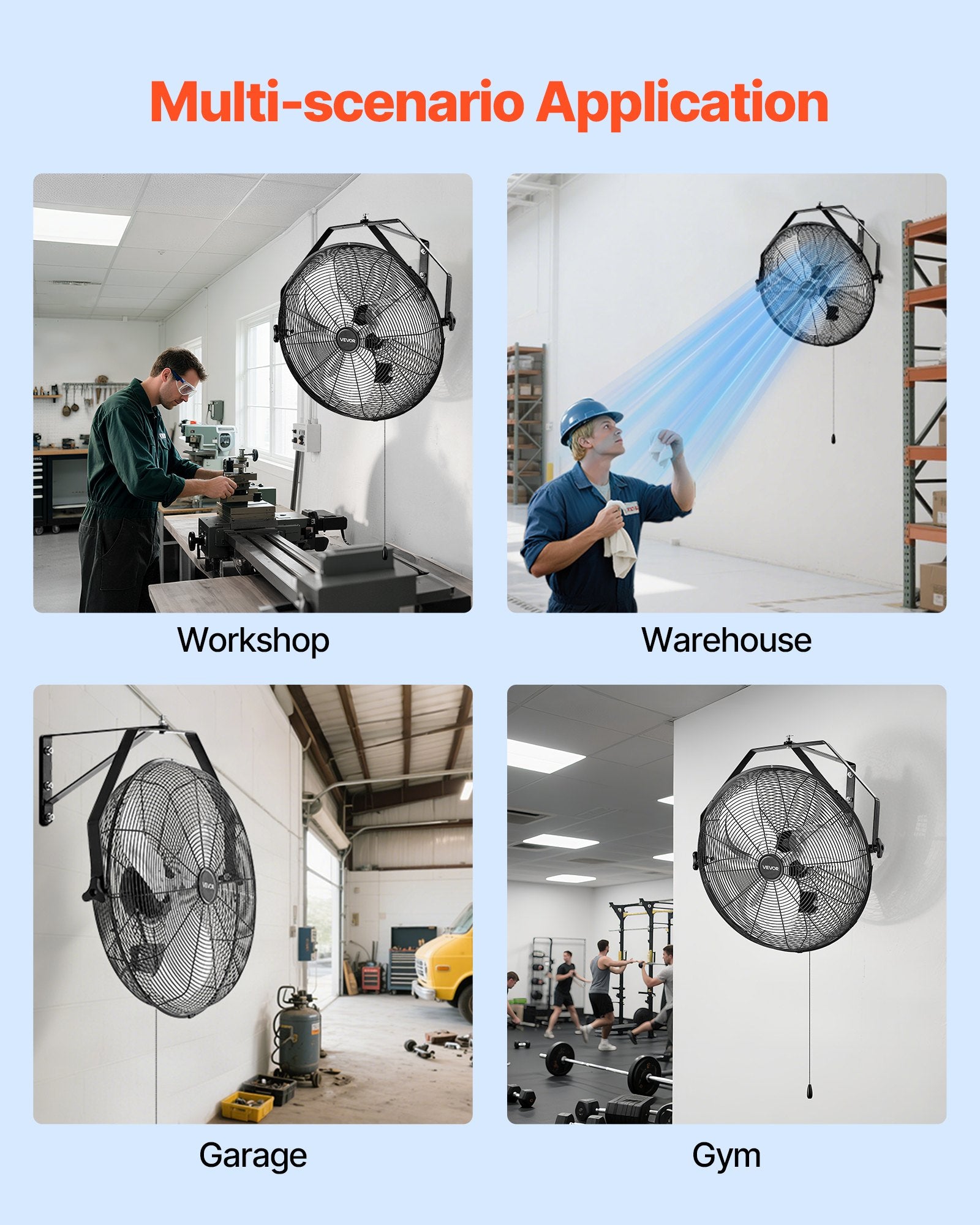 615mm Industrial Wall Mount Fan 3 Speed 4650 CFM for Garage Greenhouse V952-GYBGSFS1JT20T4EE6001V3