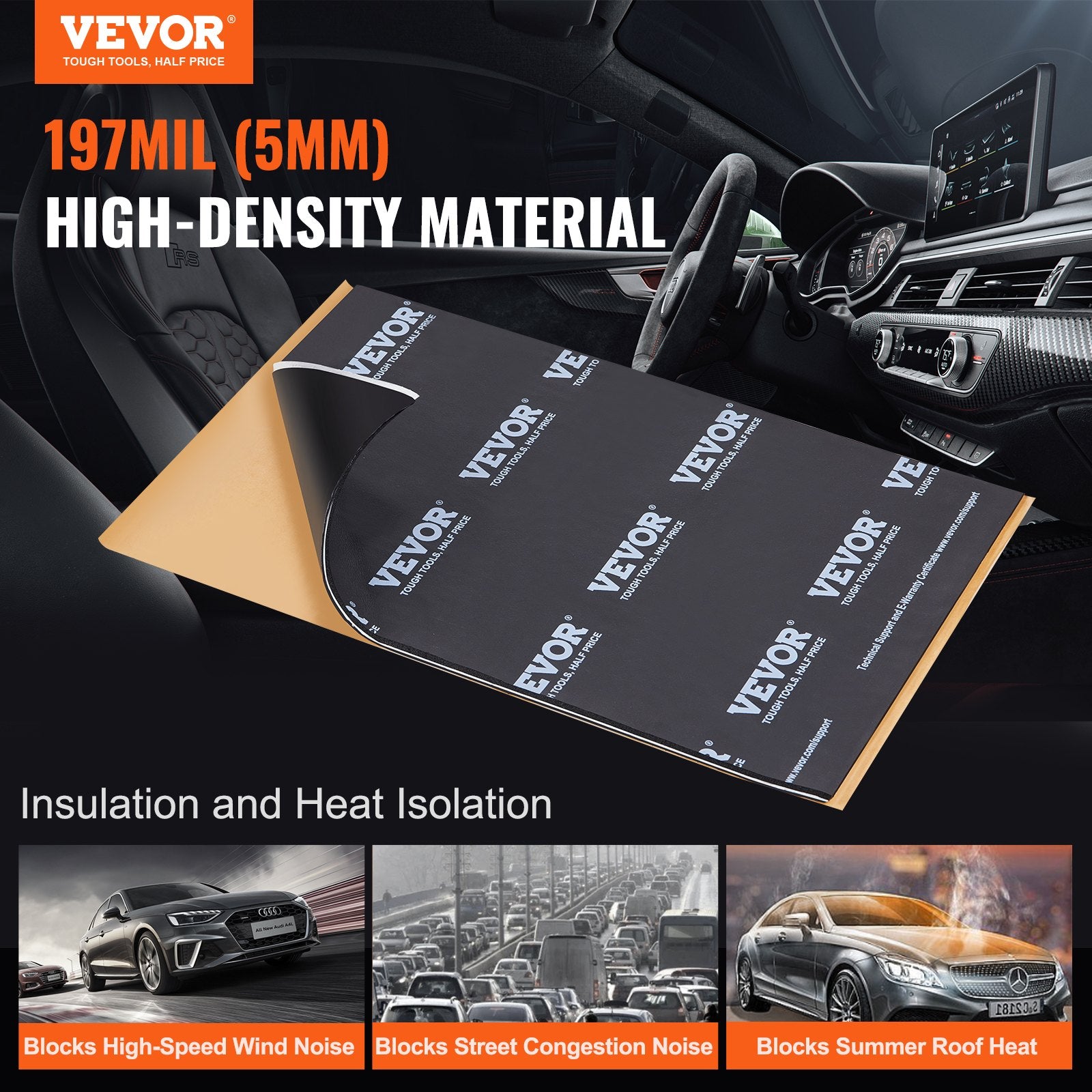 Car Sound Deadening Mat, 200 mil 2.3sq.m Car Sound Dampening Material, Butyl Automotive Sound Deadener, Noise V952-GYDPZDJXJ25S9U045V0