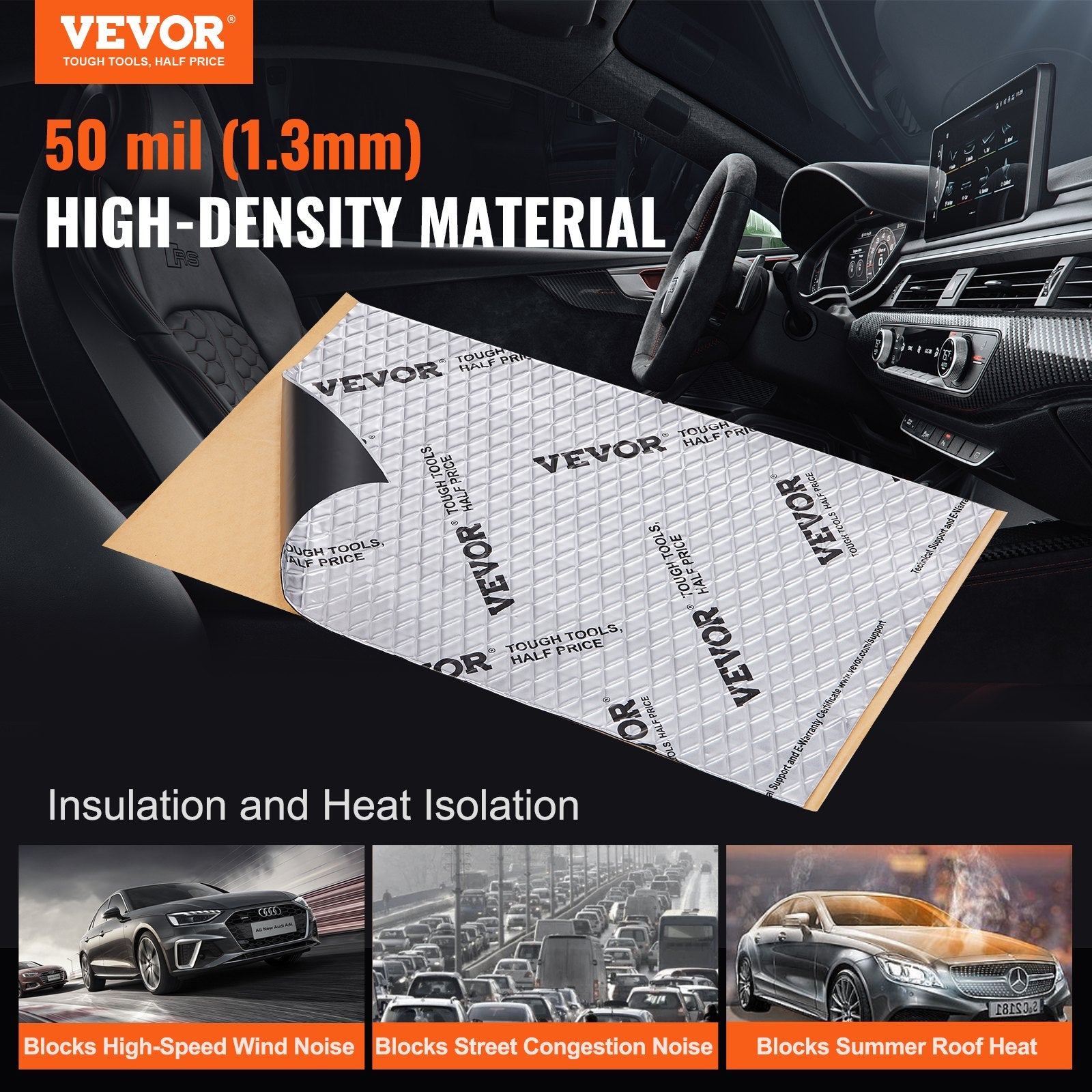 Car Sound Deadening Mat, 50 mil 4.8sq.m Car Sound Dampening Material, Butyl Automotive Sound Deadener, Noise V952-GYDPZLBDJXJ5LXCK9V0