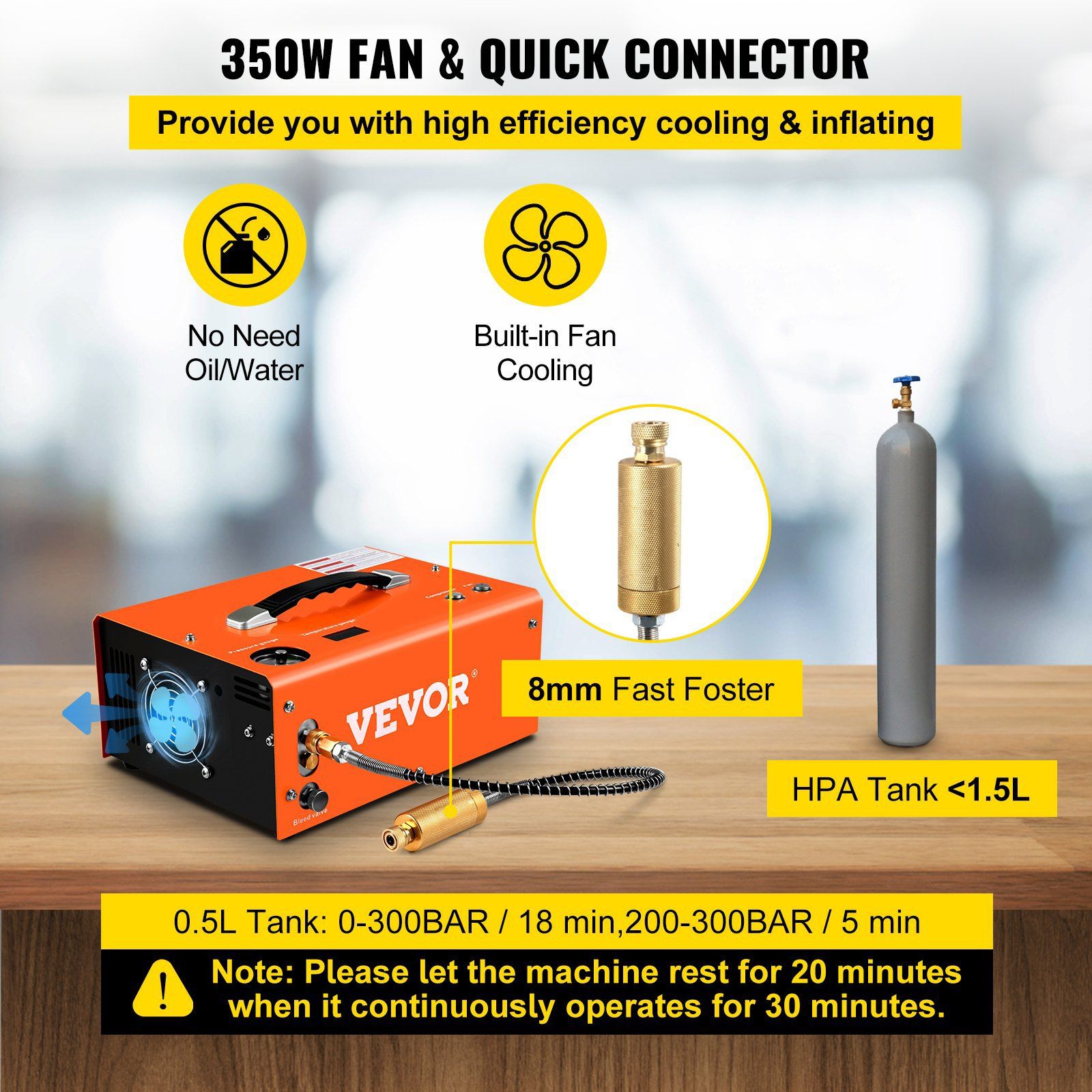 PCP Air Compressor Pump 12V 4500PSI Auto High Pressure Scuba Airgun Pump V952-GYDQBCSZD220VRQKUV3