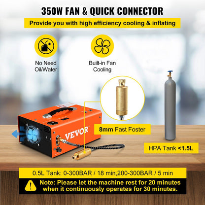 PCP Air Compressor Pump 12V 4500PSI Auto High Pressure Scuba Airgun Pump V952-GYDQBCSZD220VRQKUV3