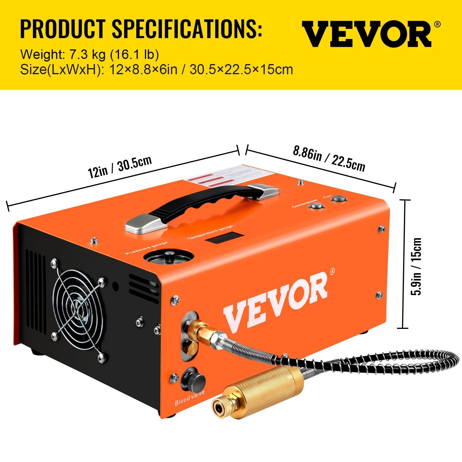 PCP Air Compressor Pump 12V 4500PSI Auto High Pressure Scuba Airgun Pump V952-GYDQBCSZD220VRQKUV3