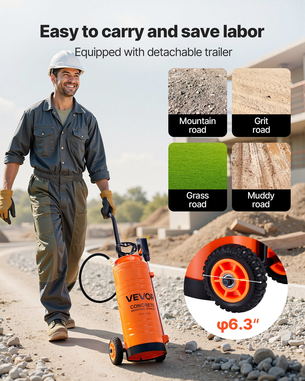 Industrial Concrete Sprayer with Wheeled Cart, 14L Stainless Steel Sprayer, Heavy Duty Tri-Poxy Pump V952-GYJBXGPWQ35GQUIZ8001V0