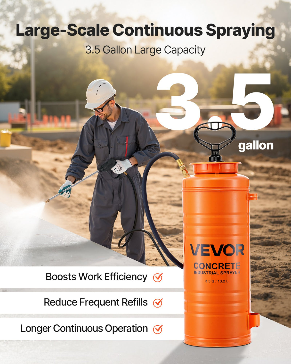 Industrial Concrete Sprayer, 14L Stainless Steel Sprayer, Heavy Duty Tri-Poxy Pump Sprayers, 52cm Wand with V952-GYJBXGPWQ35GVDBW0001V0