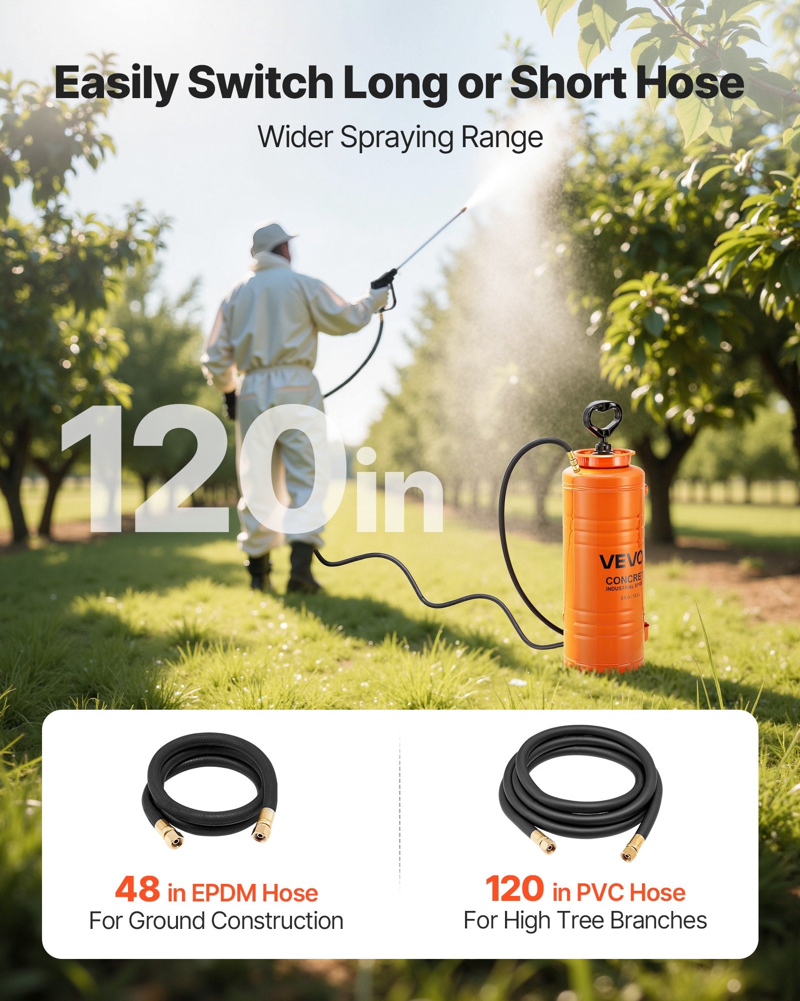 Industrial Concrete Sprayer, 14L Stainless Steel Sprayer, Heavy Duty Tri-Poxy Pump Sprayers, 52cm Wand with V952-GYJBXGPWQ35GVDBW0001V0