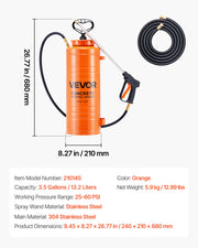 Industrial Concrete Sprayer, 14L Stainless Steel Sprayer, Heavy Duty Tri-Poxy Pump Sprayers, 52cm Wand with V952-GYJBXGPWQ35GVDBW0001V0