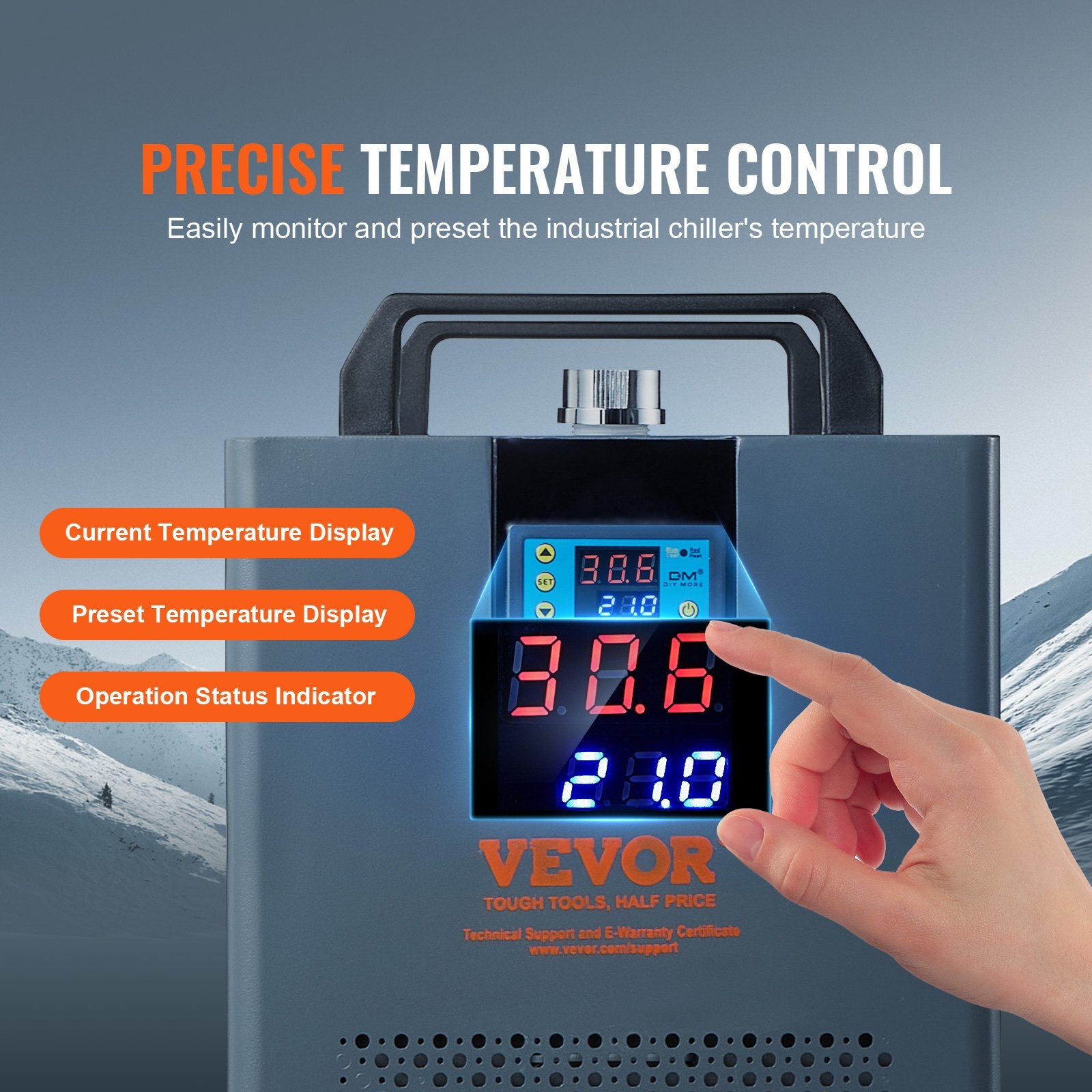 Industrial Water Chiller, KH-6000, 200W Industrial Water Cooler Cooling System with Compressor 12 L Water V952-GYLS72LMIN12LP9R6V3