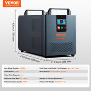 Industrial Water Chiller, KH-6000, 200W Industrial Water Cooler Cooling System with Compressor 12 L Water V952-GYLS72LMIN12LP9R6V3