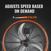 Drum Fan 24 In High Velocity Industrial Infinitely Variable Speed 7935CFM V952-GYLSFS24YCECZY0SLV3