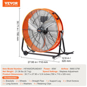 Drum Fan 24 In High Velocity Industrial Infinitely Variable Speed 7935CFM V952-GYLSFS24YCECZY0SLV3