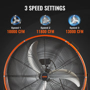 Drum Fan 30 Inch High Velocity Industrial Use 3-Speed 13000CFM for Warehouse V952-GYLSFS30YCACB1SPBV3