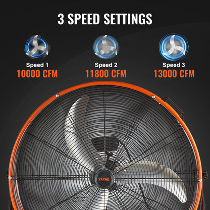 Drum Fan 30 Inch High Velocity Industrial Use 3-Speed 13000CFM for Warehouse V952-GYLSFS30YCACB1SPBV3