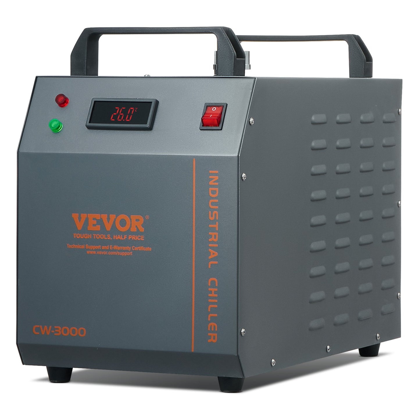 Industrial Water Chiller, CW-3000, 80W Air-Cooled Industrial Water Cooler Cooling System with 12 L Water Tank V952-GYLSJFLS12L19G97PV3