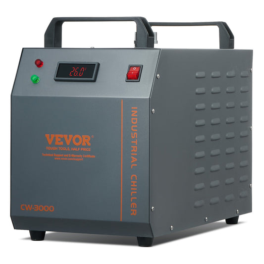 Industrial Water Chiller, CW-3000, 80W Air-Cooled Industrial Water Cooler Cooling System with 12 L Water Tank V952-GYLSJFLS12L19G97PV3