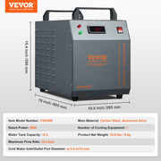 Industrial Water Chiller, CW-3000, 80W Air-Cooled Industrial Water Cooler Cooling System with 12 L Water Tank V952-GYLSJFLS12L19G97PV3