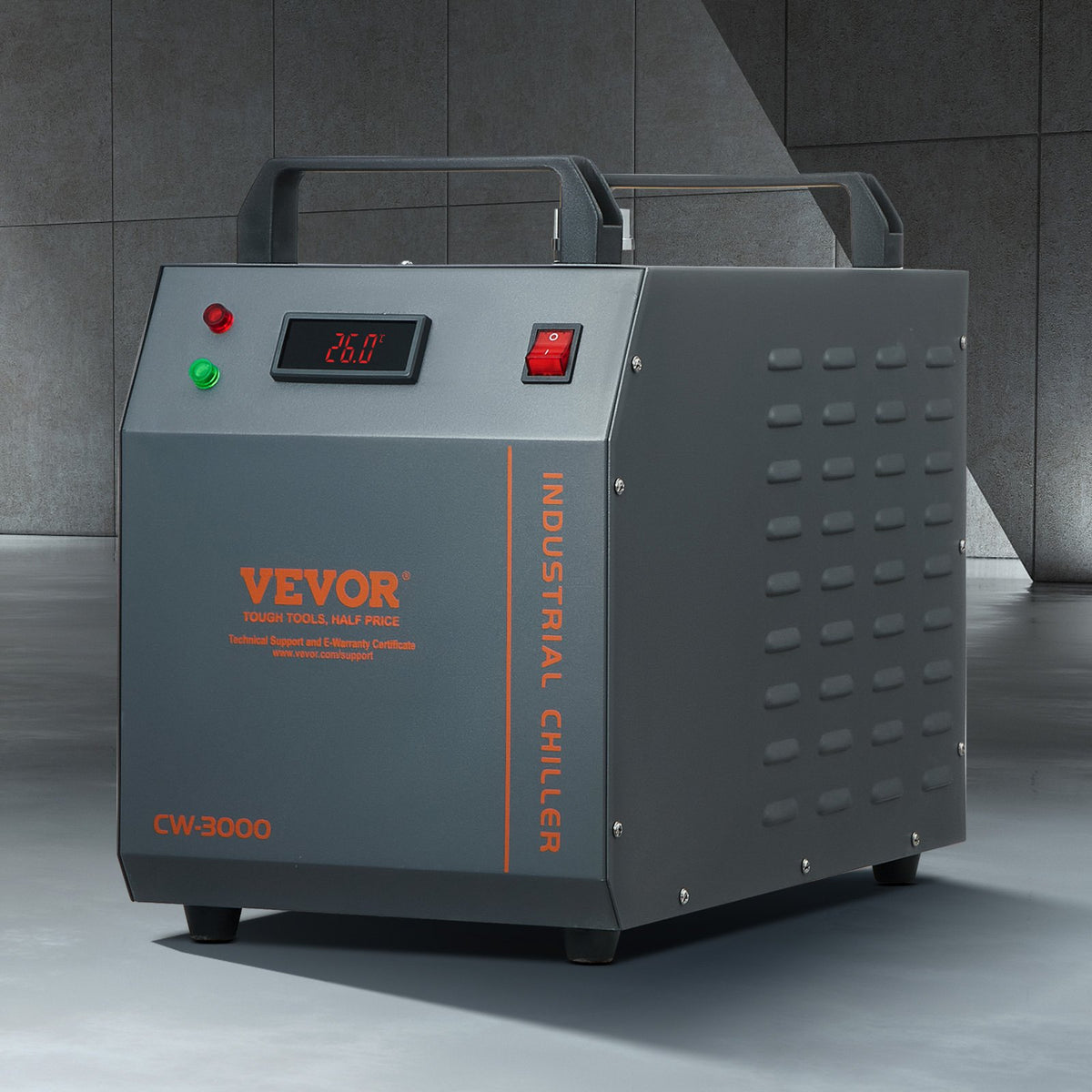 Industrial Water Chiller, CW-3000, 80W Air-Cooled Industrial Water Cooler Cooling System with 12 L Water Tank V952-GYLSJFLS12L19G97PV3