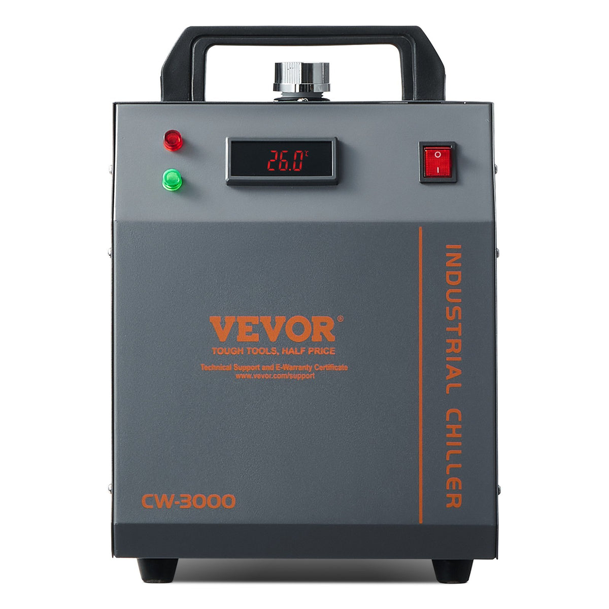 Industrial Water Chiller, CW-3000, 80W Air-Cooled Industrial Water Cooler Cooling System with 12 L Water Tank V952-GYLSJFLS12L19G97PV3